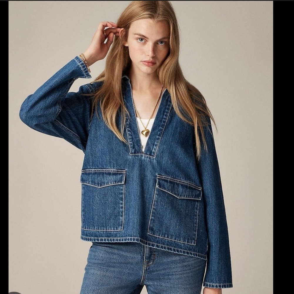 J. Crew Denim Popover Shirt size medium